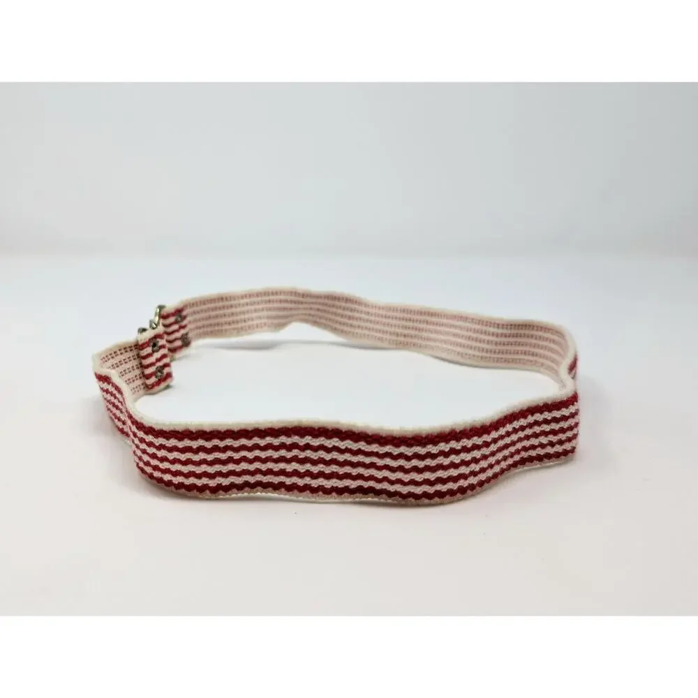 Vintage 80s Belt Red White Stripe Elastic Stretch Women's 26.5 Inches XS S
